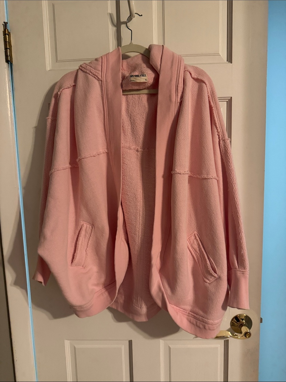 We The Free Soft Pink Hooded Knit Cardigan. Free Prople